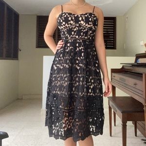 Black lace evening dress